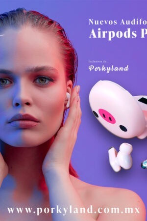 Arte Modelo con Airpods Pro Porkyland Insta Face