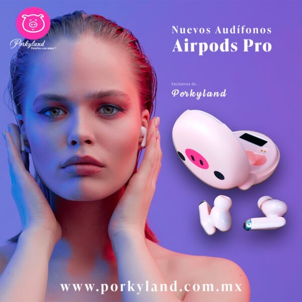 Arte Modelo con Airpods Pro Porkyland Insta Face